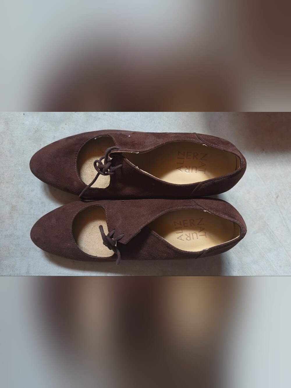 Naturalizer Chocolate Brown Suede Lace-Up Block Heels